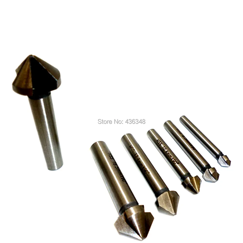 6pc 90 Degree Hss 3 Flute Countersink Drill Bit Wood Cut Chamfer End Mill Cutter Bit Woodworking