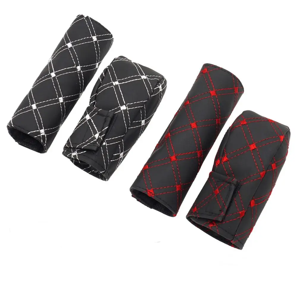 

2Pcs/Set Universal Faux Car Hand Brake Protect Case PU Grips Leather Knob Gear Shift Cover Car Interior Accessories