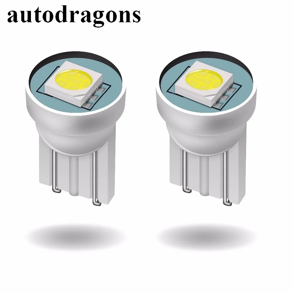 Autodragon 100 шт. AC6V Автомобильные светодиодные лампы 194 w5w #555 1 SMD LED AC6.3V без фиксации