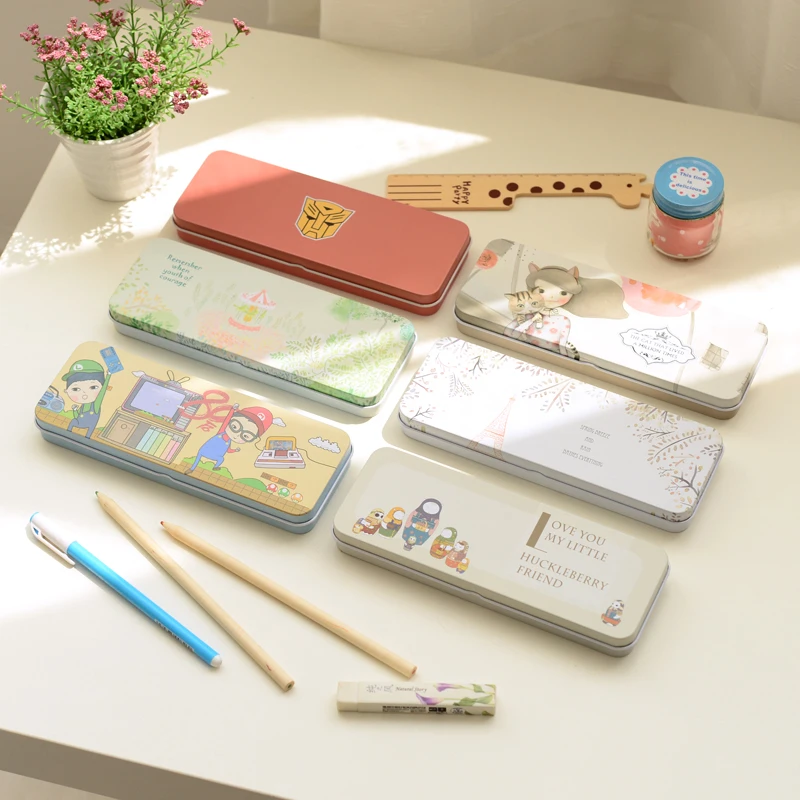 2 brief korea pencil box tin pencil case pencil casein Pencil Cases