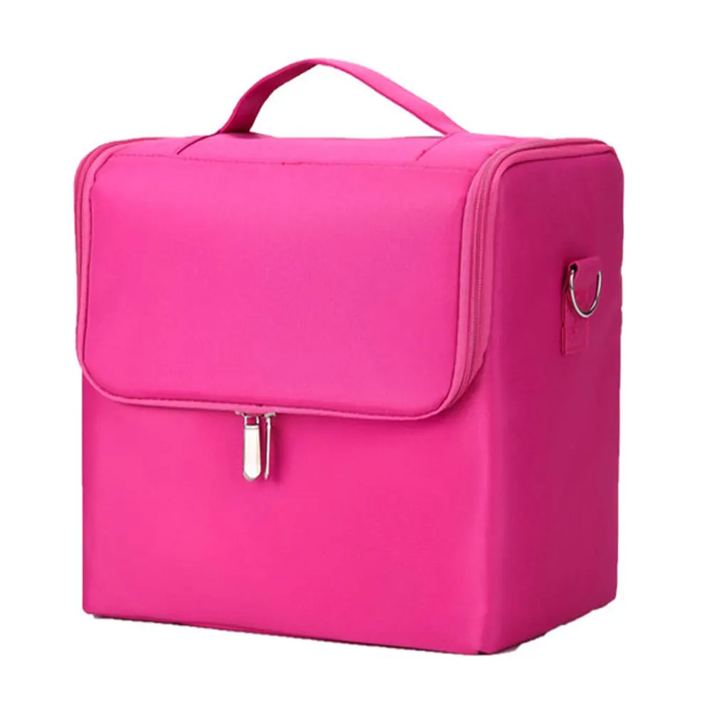 

Professional Organizer Nail Art Nylon Box Makeup Bag Vanity Case Cosmetics Portable Zipper With Carry Strap Storage Multilayer