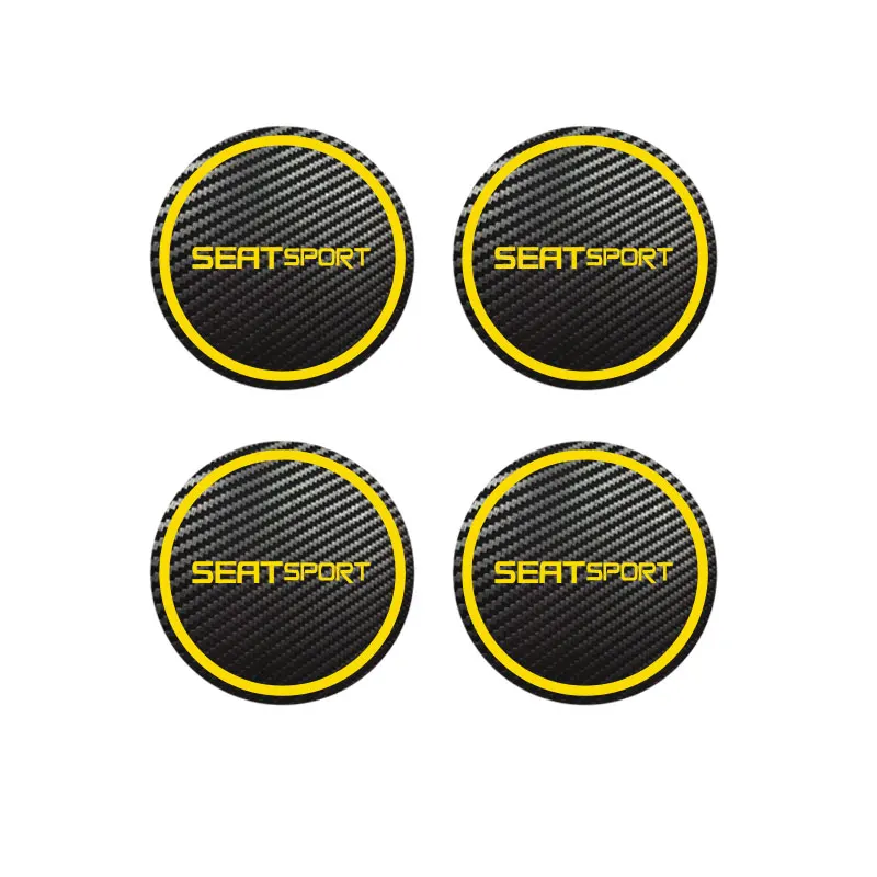 

4pcs 40cm 50cm 56cm 60cm 65mm 70mm for SEAT SPORT Badge Logo Carbon Center Caps Alloy Wheel Hub Stickers All Sizes car styling