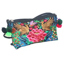 В китайском стиле, в этническом стиле; Стиль винтажный, вышитый, с цветочным узором милая сумка через плечо из плотной ткани для девочек, с маленькой защелкой, функциональный чехол для телефона сумка для денег