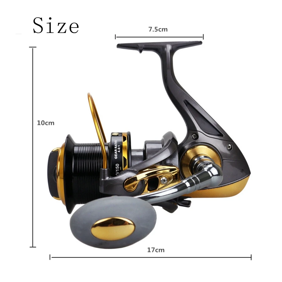 Carretel de Pesca 44lb com Metal Trolling Longo Tiro Fundição Grande Mar Fiação Roda Max Arraste 20 kg - Completo Cnc Balancim 9000 s 4.6:1 10 High Quality Esporte e Lazer