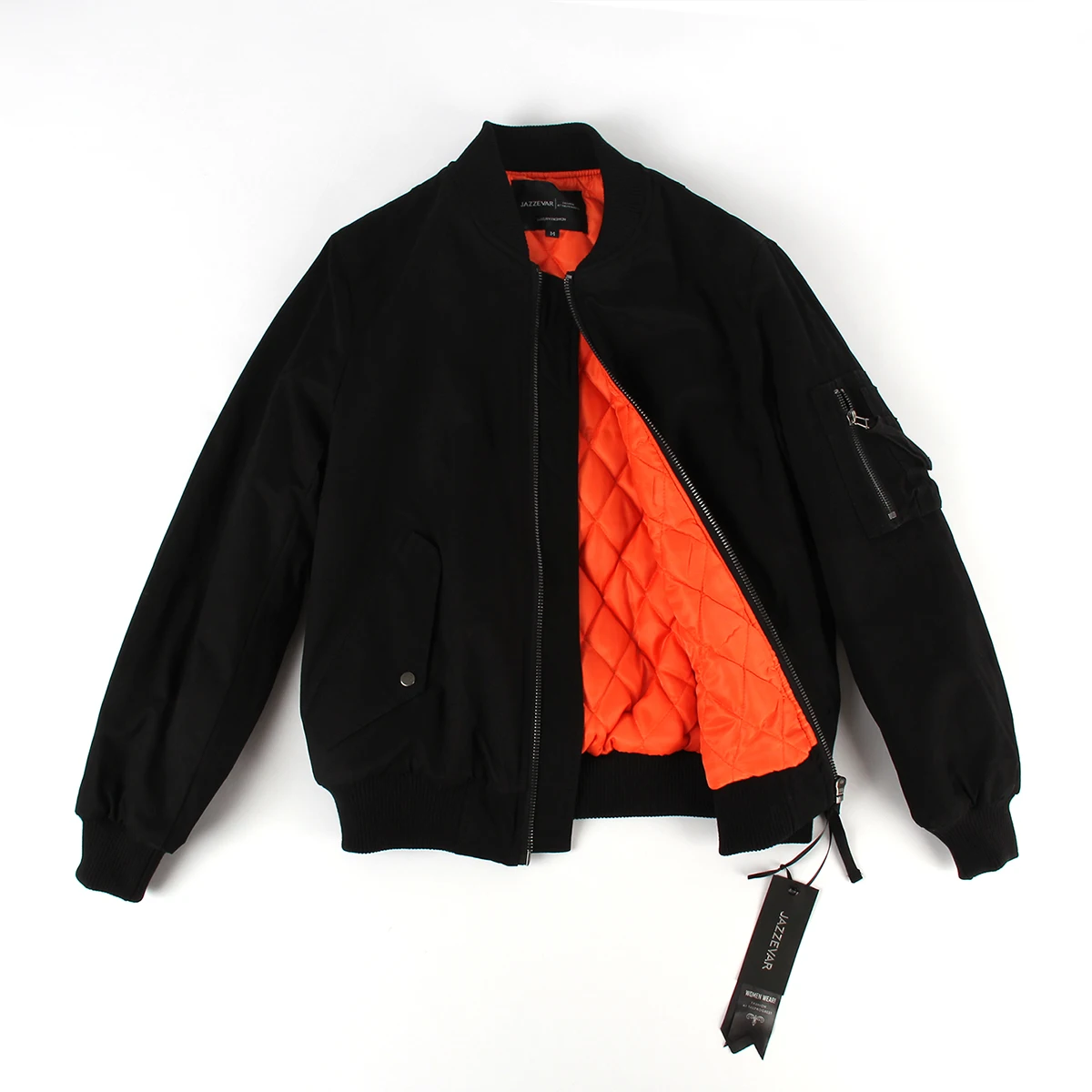 JAZZEVAR Новая осенне-зимняя куртка модная уличная куртка-бомбер для женщин базовый пиджак на змейке повседневная хлопковая верхняя одежда хорошего качества 86220 - Цвет: black