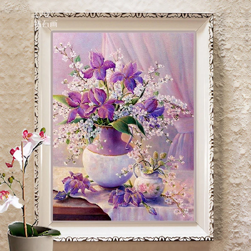 

5D living room of diamond mosaic flower diamond embroidery cross stick drill point plant vase Circle drill show Bedroom