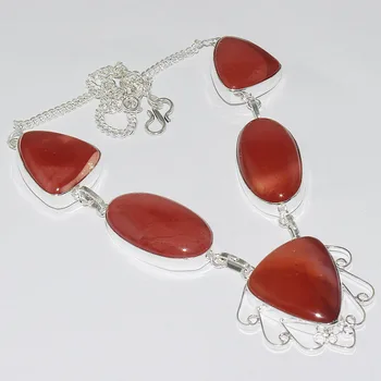 

Mookaite Jaspers Necklace Silver Overlay over Copper ,48.6cm, N1140