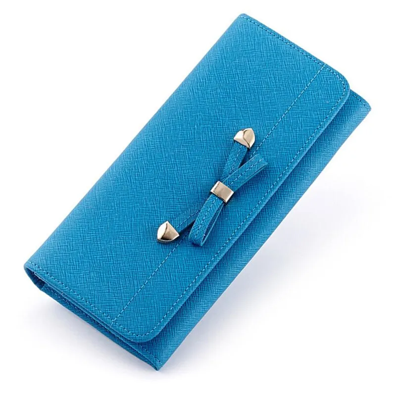 

New women wallets bow design cow split leather coin purse famous brand long womens lovely purses