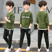 Детский спортивный костюм для отдыха на весну-осень для мальчиков детская рубашка с длинными рукавами+ штаны, спортивные комплекты из двух предметов одежда для детей 4-12 лет