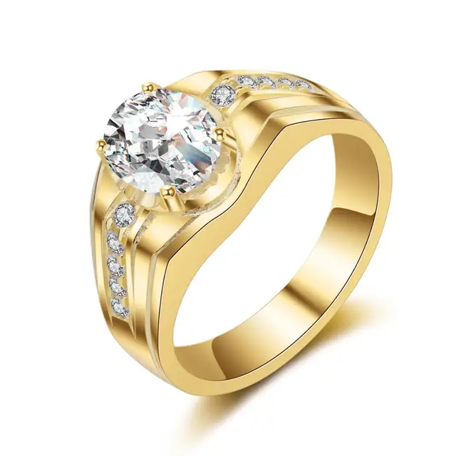 2 Carat Oval Cubic Zircon Ring Mens Luxury Wedding Rings Silver Gold 2 Carat Oval Cubic Zircon Ring Mens Luxury Wedding Rings Silver Gold Color Men Male
