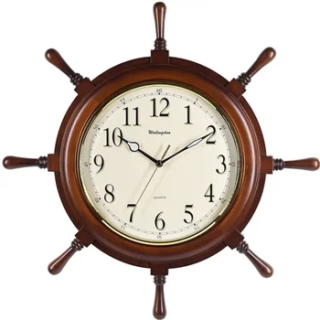 

Rudder shape Wall Clock classy wooden home decor, antique style large decoration, European specialty Clocks, Luminous