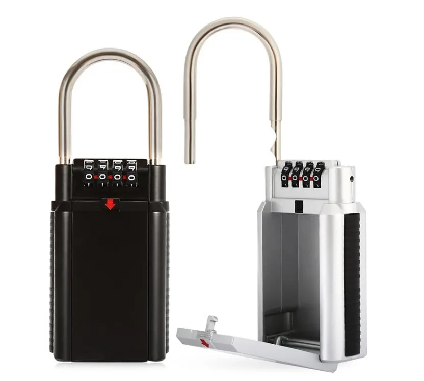 Keyed Locks Secret Security Padlock Key Storage Box Organizer Zinc Alloy Safety Lock with 4 Digit Combination Password