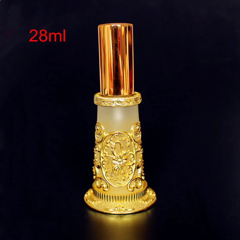 

sambette 1PC 28ml Arab Essential Oil Bottle Engraving Metal Perfume Spray Bottle Container Middle East Weeding Decoration Gift