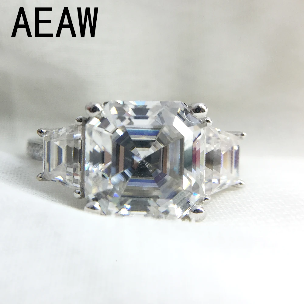 

3 Carat Asscher Cut Moissanite Lab Diamond Ring Set DEF Color Excellent Matching Band Ring For Women Solid 14K White Gold