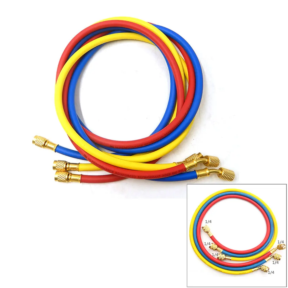 

Manifold Pressure Gauge Refrigeration Accessories 1/4" SAE 60" 1.5m A/C Charging Hoses Tube Pipe Refrigerant for R134a R22