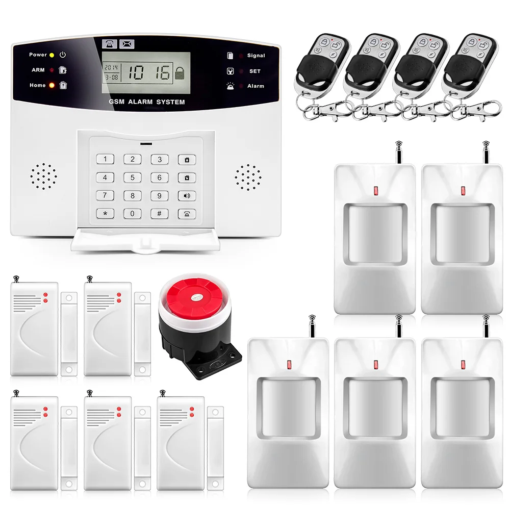 

2G GSM SMS Alarm System Intelligent LED Display Voice Prompt House Office Business Burglar Alarm Auto Dial 120DB Siren