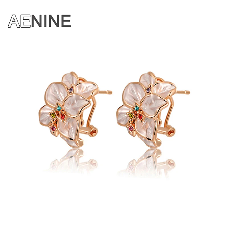 

AENINE fashion new arrival genuine Austrian crystal rose ear clip women trendy earrings Chrismas /Birthday gift L2020022420