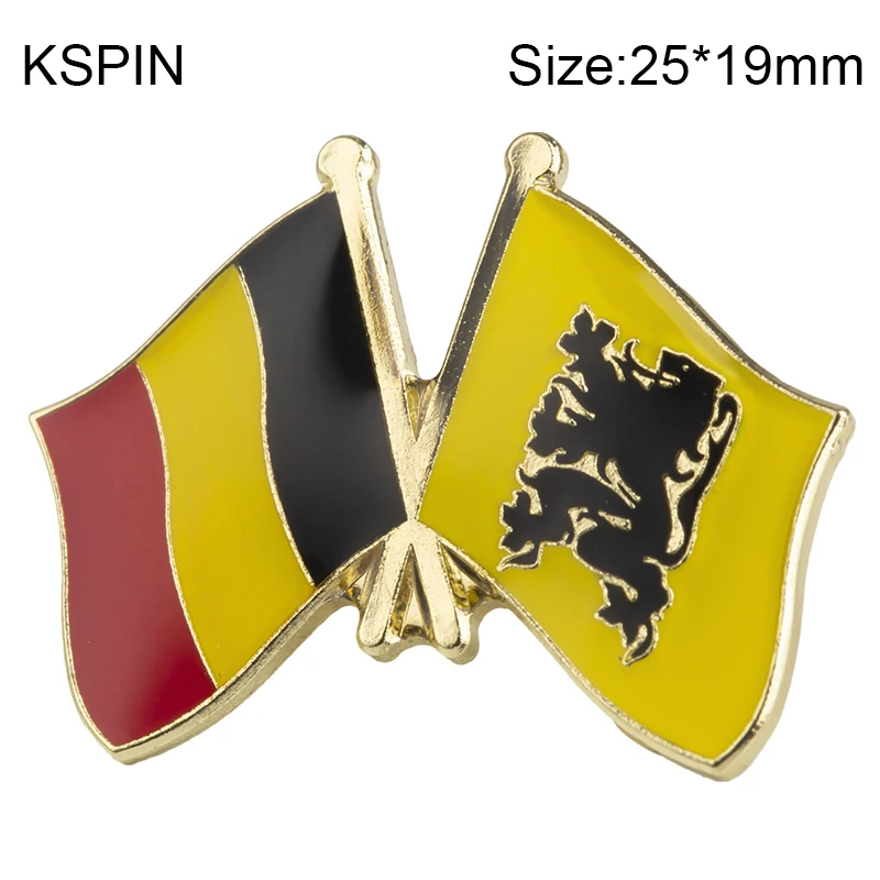 

Belgium & FLANDERS Friendship Flag Badge Brooch Natinal Lapel Pins Flag Lapel Pins Country Flag Badge XY0144