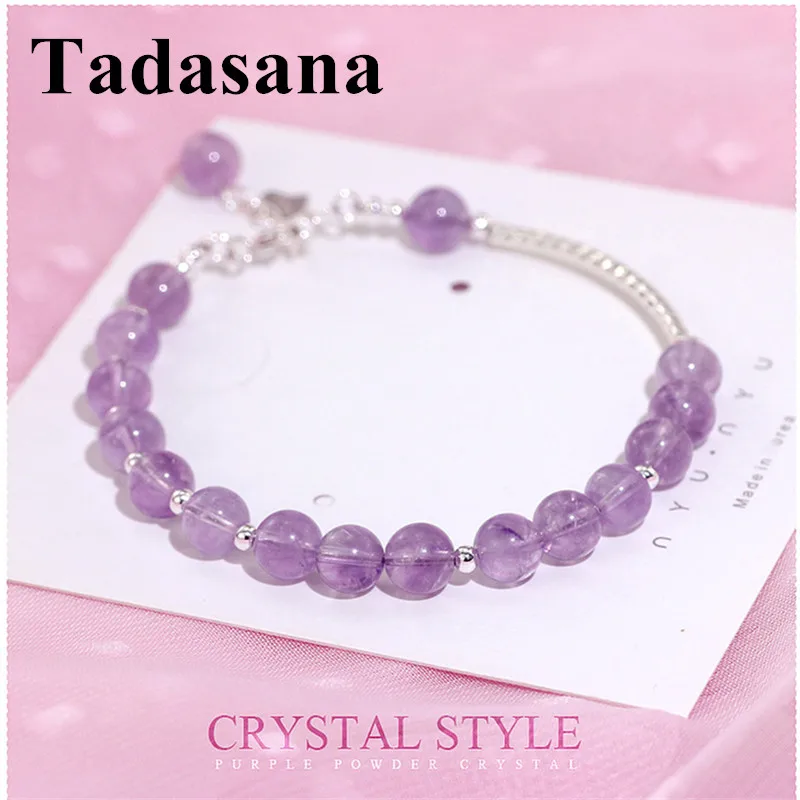 

Handmade 925 Silver Bracelet For Women Jewelry Vintage Amethyst Natural Stone Bbeads Bracelet For Lucky Friendship Gift