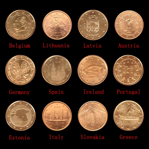 Eu 12 Pcs Coins Set Of Euro Cent New Uncirculated Eu 12 Pcs Coins Set Of Euro Cent New Uncirculated
