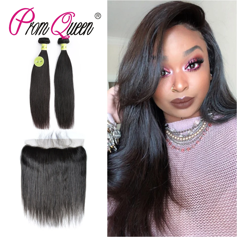  PROM  QUEEN  Indian 2 Bundles Straight Hair  With Lace 