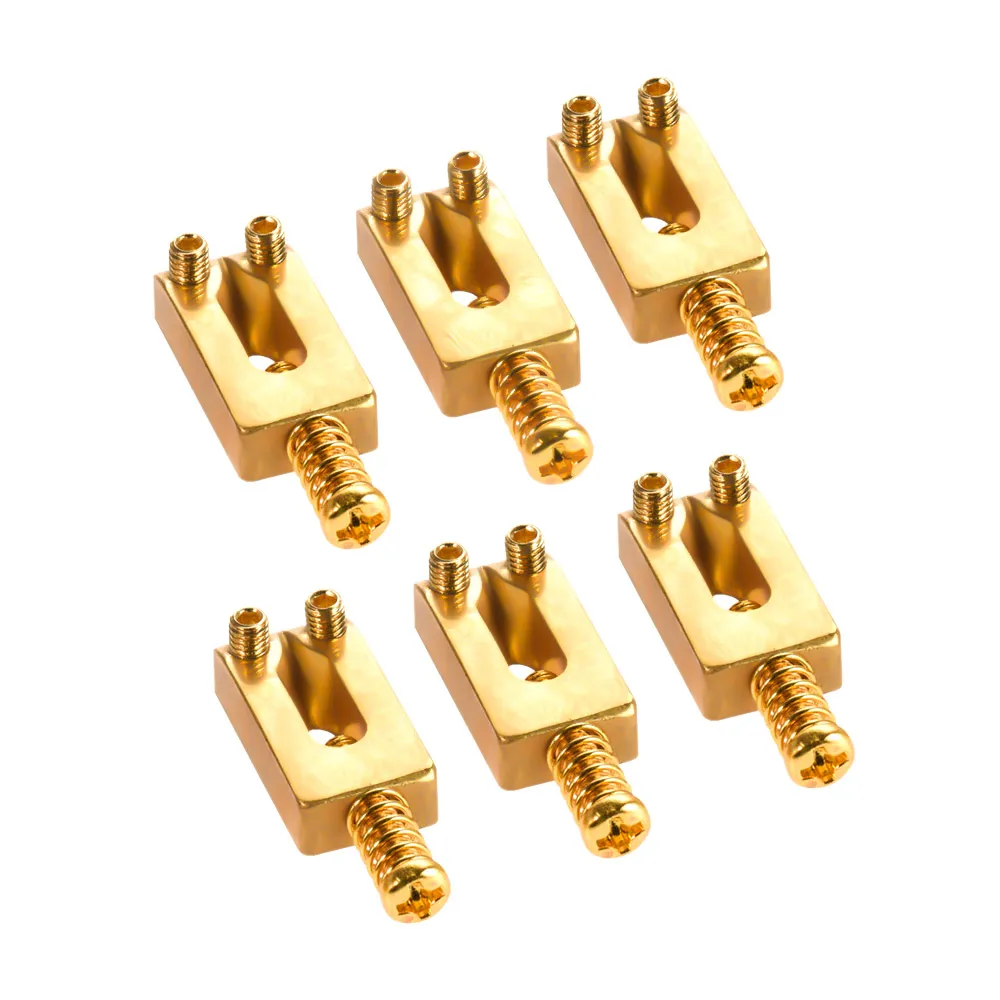 6 Pieces Brass Bridge Saddles with Wrench for Electric Guitarin Guitar
