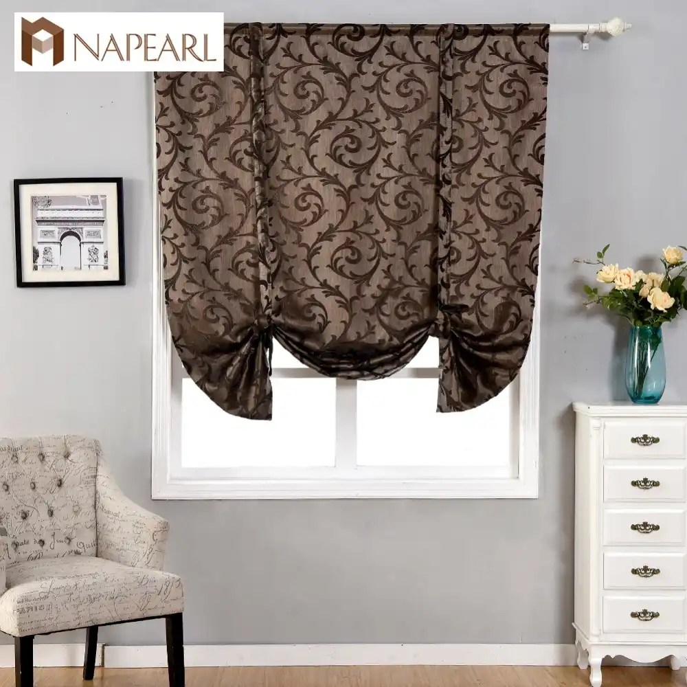 Napearl Tie Up Shade Floral Roman Curtains Classic Rustic