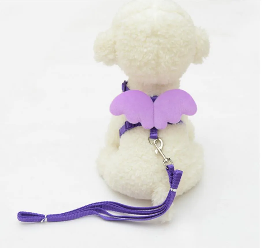 

1 PCS Cute Angel Pet Dog Leads and Collars Set for Small Pet Designer Wing Designer Wing Adjustable Dog Supplies