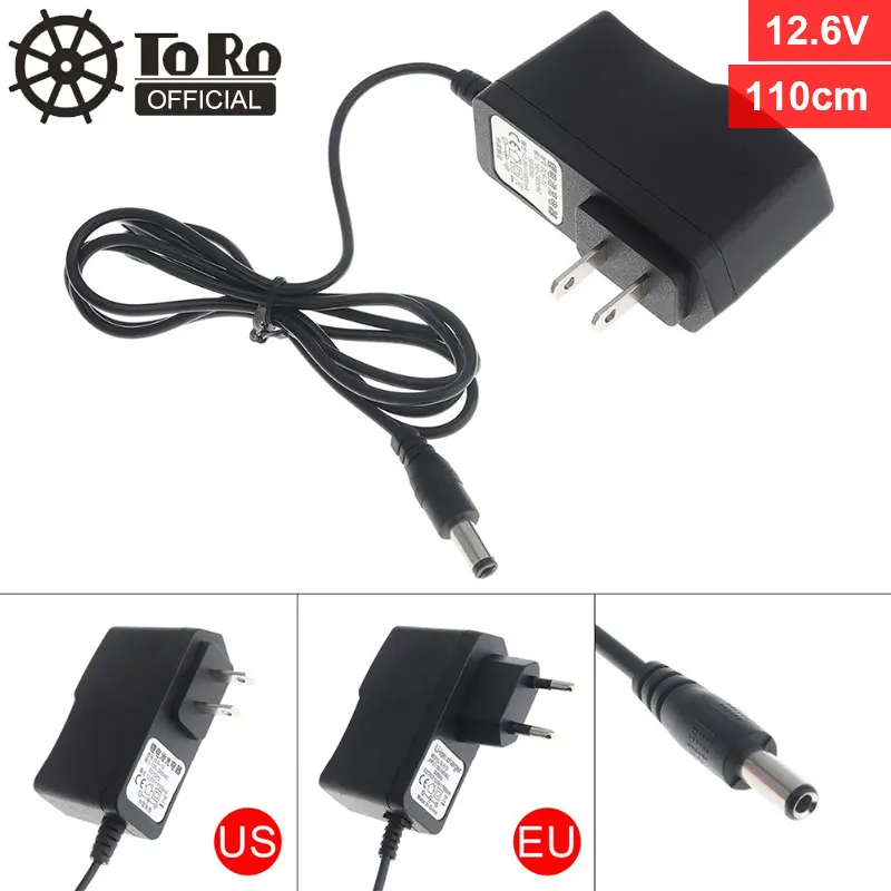 TORO 90/110cm 12.6V Power Adapter Charger with EU Plug and US Plug for Lithium Electric Drill / Electric Screwdriver