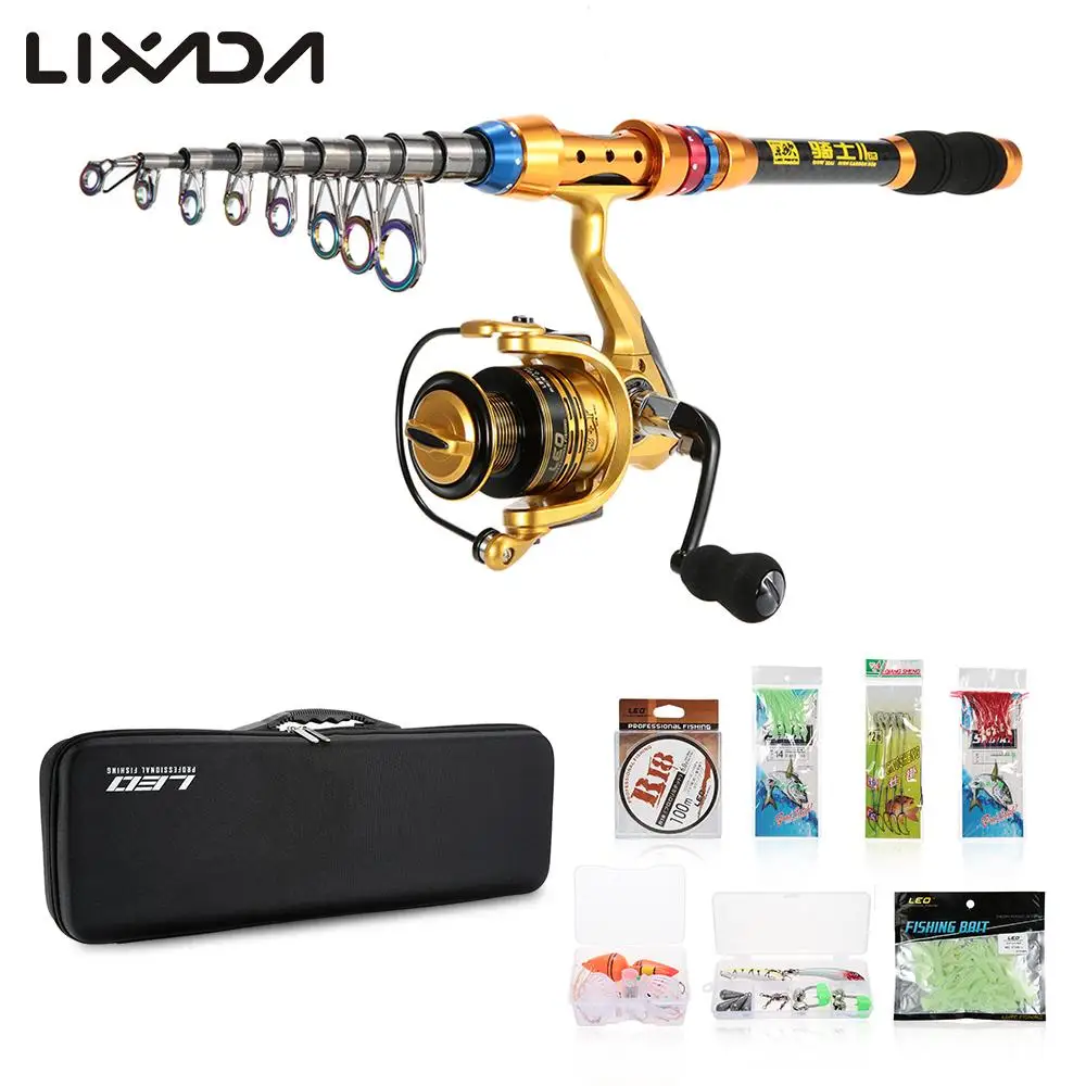 

Lixada Fishing SetRod Pole Set with Reel Line Lures Hooks Lure Rod Set Spinning Rod Fishing Reel Combos Full Kit Telescopic Set