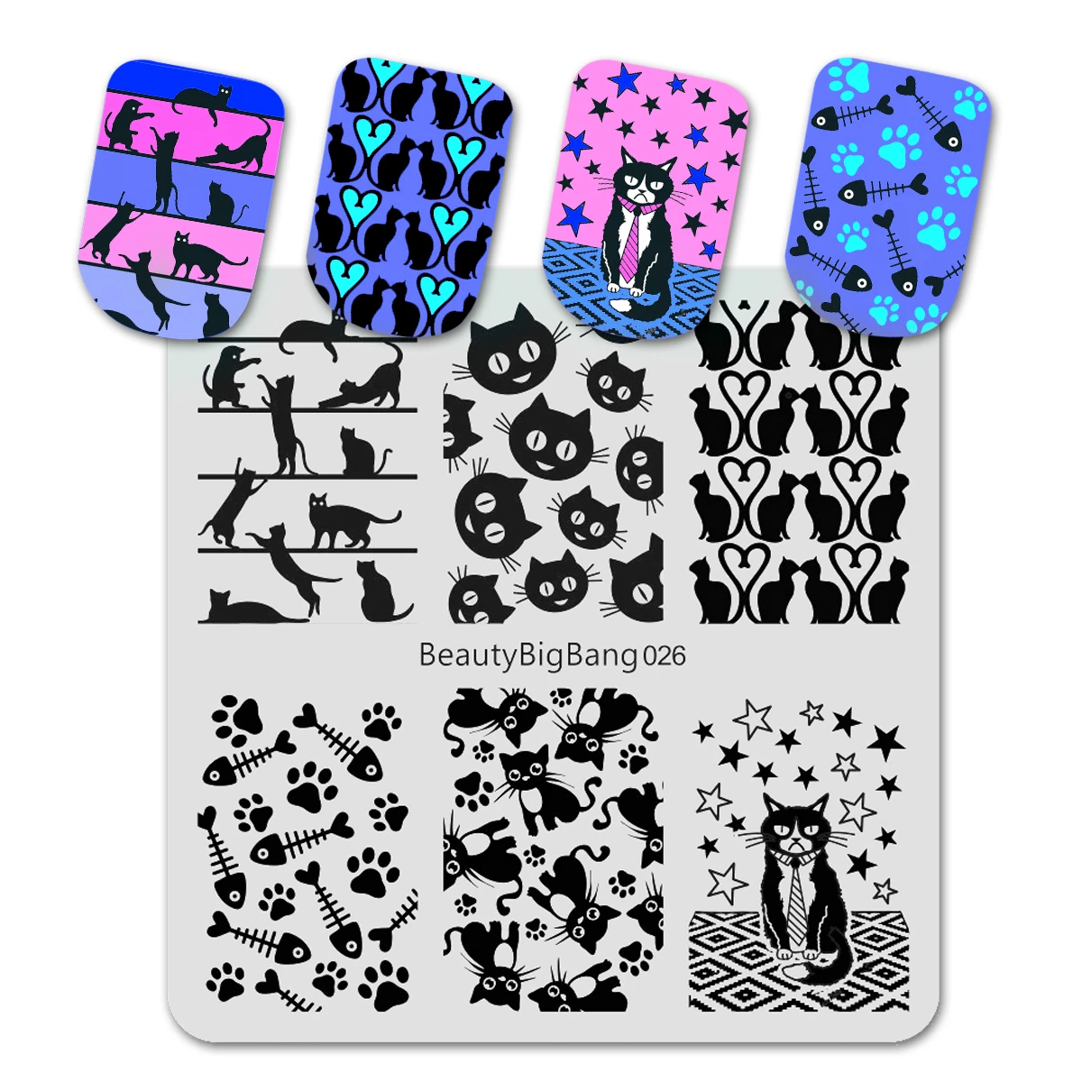 

Beautybigbang Vintage Nail Stamping Plates Kit Cute Star Cat Fish Image Nail Art Stamp Template Mold Stainless Steel Stencil 026