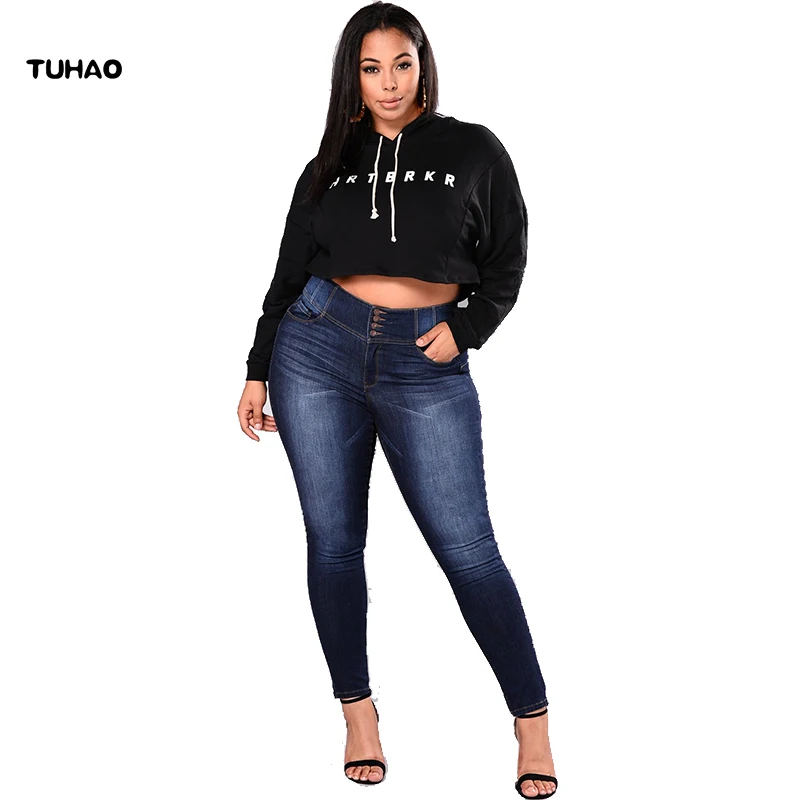 

TUHAO Autumn Winter Women's Jean Plus Size 5XL 4XL Office Lady Jeans Female Jeans Lady Denim Pants Women Big Size Trousers QT68