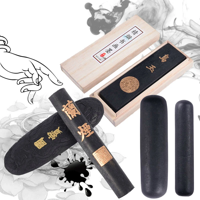 Chinese Traditional Painting Ink Stick Calligraphy Writing Ink Block Pine Soot Oil Soot Inker Watercolor Drawing Grinding Inker plum blossom ink stick chinese traditional painting oil soot ink block calligraphy writing practicing solid pine soot ink stick