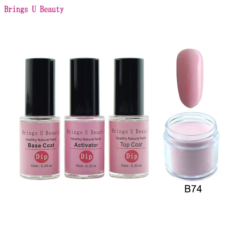 

4 in 1 Bright with Colors Dipping Powder Tool Kits Set 18g/Box 10ml Base Top Coat Activator Dip Powders Nails Color #52-#76