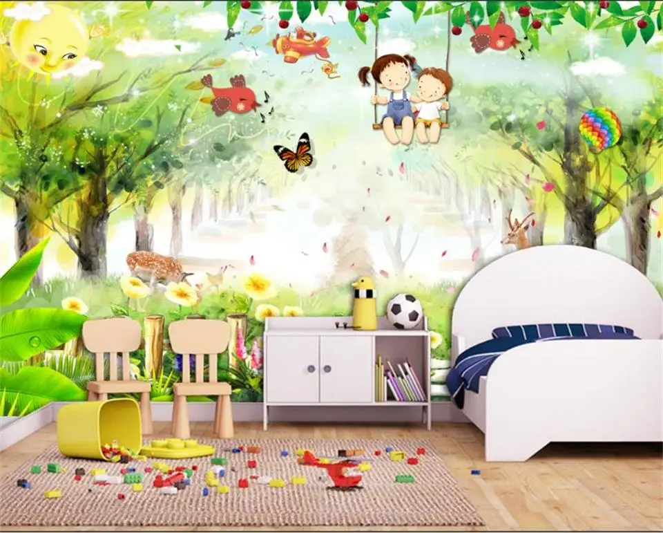 3d обои фото на заказ гостиная дети росписи dreamland лес картина Картина Настенная