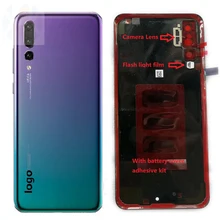 Оригинальная стеклянная Задняя крышка батареи для huawei P20 PRO задняя дверь Корпус чехол стеклянная панель+ объектив камеры, вспышка клейкая пленка