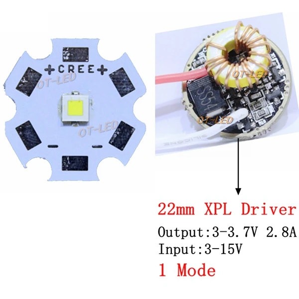 CREE 10 Вт XPL Hi XP-L Hi V5 V6 светодиодный излучатель светильник Холодный белый диод чип+ 16 мм 2.5A или 22 мм 2.8A драйвер