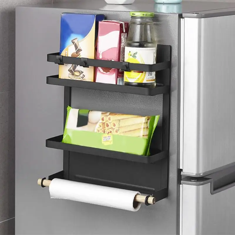 Магнитная боковая полка для холодильника, многослойный кухонный боковой держатель для хранения холодильника