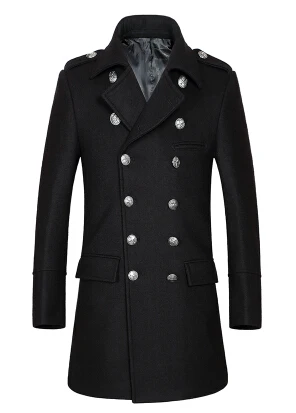 Новинка! Зимняя одежда мужская австралийская шерстяная куртка изящное длинное пальто модная куртка M-3XL - Цвет: Черный