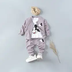 Для маленьких мальчиков Весенне-осенний костюм детские, для малышей одежда Новинка 2017 года одежды из трех частей обязуется комплект