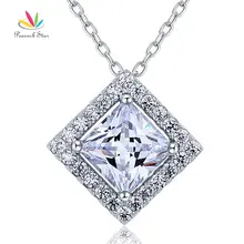 Estrella de la Dama de Honor de La Boda del pavo real Sólida Plata de ley 925 Colgante de Collar de Diamantes Creado Joyería CFN8036