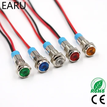 LED 금속 표시등 방수 신호 램프, 빨간색 노란색 파란색 녹색 흰색 파일럿 씰링, 6mm, 3V, 5V, 6V, 9V, 12V, 24V, 110V, 220V