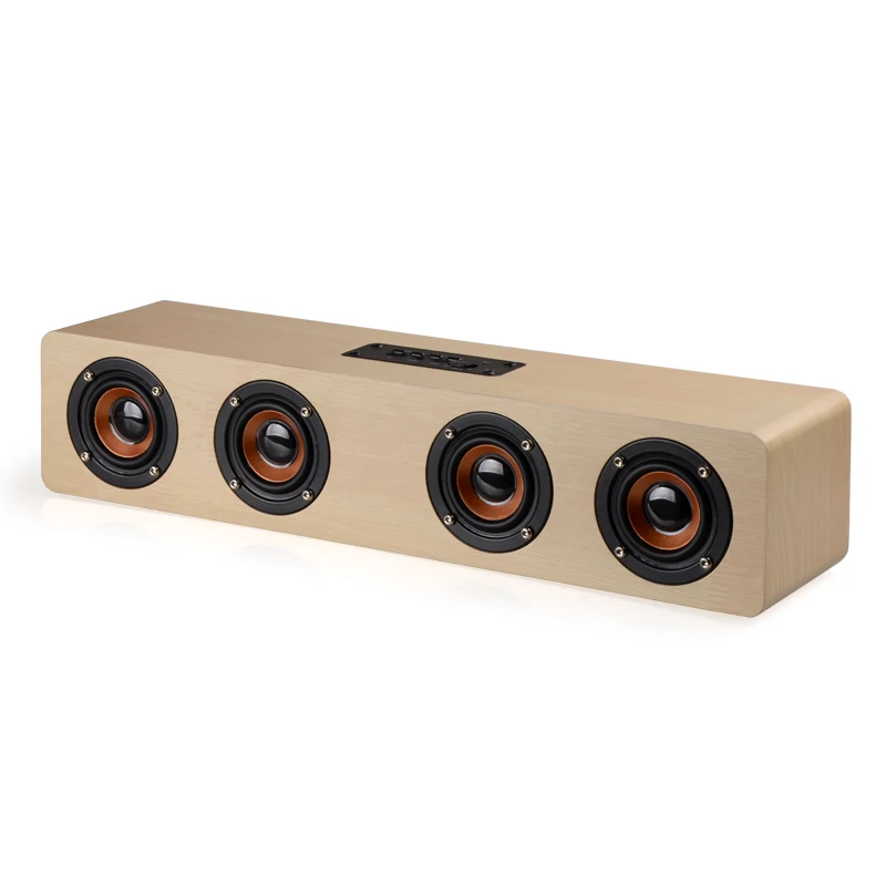 

Wooden Wireless Bluetooth Speaker 12W Stereo Subwoofer Bluetooth Audio Desktop speaker Handsfree TF Card AUX
