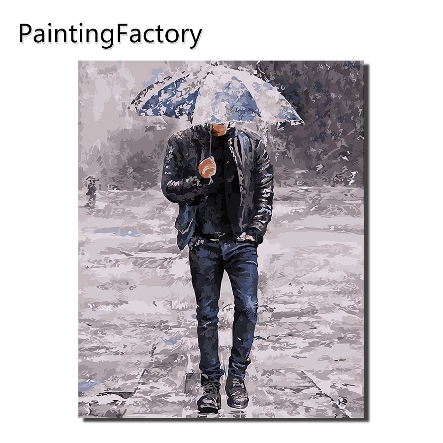 

PaintingFactory Home Decoration wall art Digital Oil Painting By Numbers Abstract Drawing Figure Acrylic Canvas Men umbrella