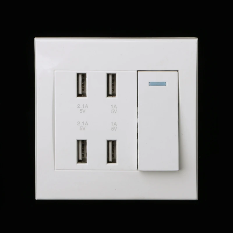 Розетка настенная с 4 USB портами на 10 А|Электрические розетки| |