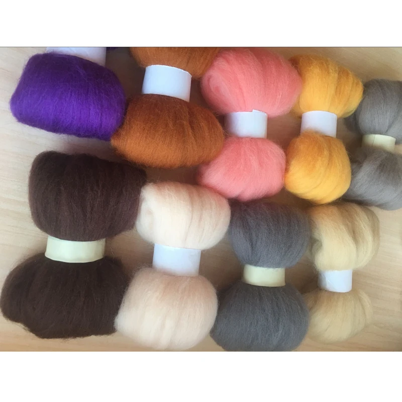 WFPFBEC Queensland sheep wool felt fiber DIY home handmade wool felt poke fun 10g/9pcs/lot 90g+gift