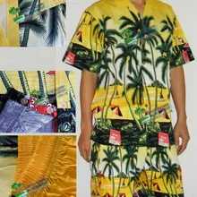 Рубашка пляжный костюм для пар летняя повседневная одежда качественный Мерсеризованный хлопковый комплект гавайская рубашка 2XL 3XL 4XL