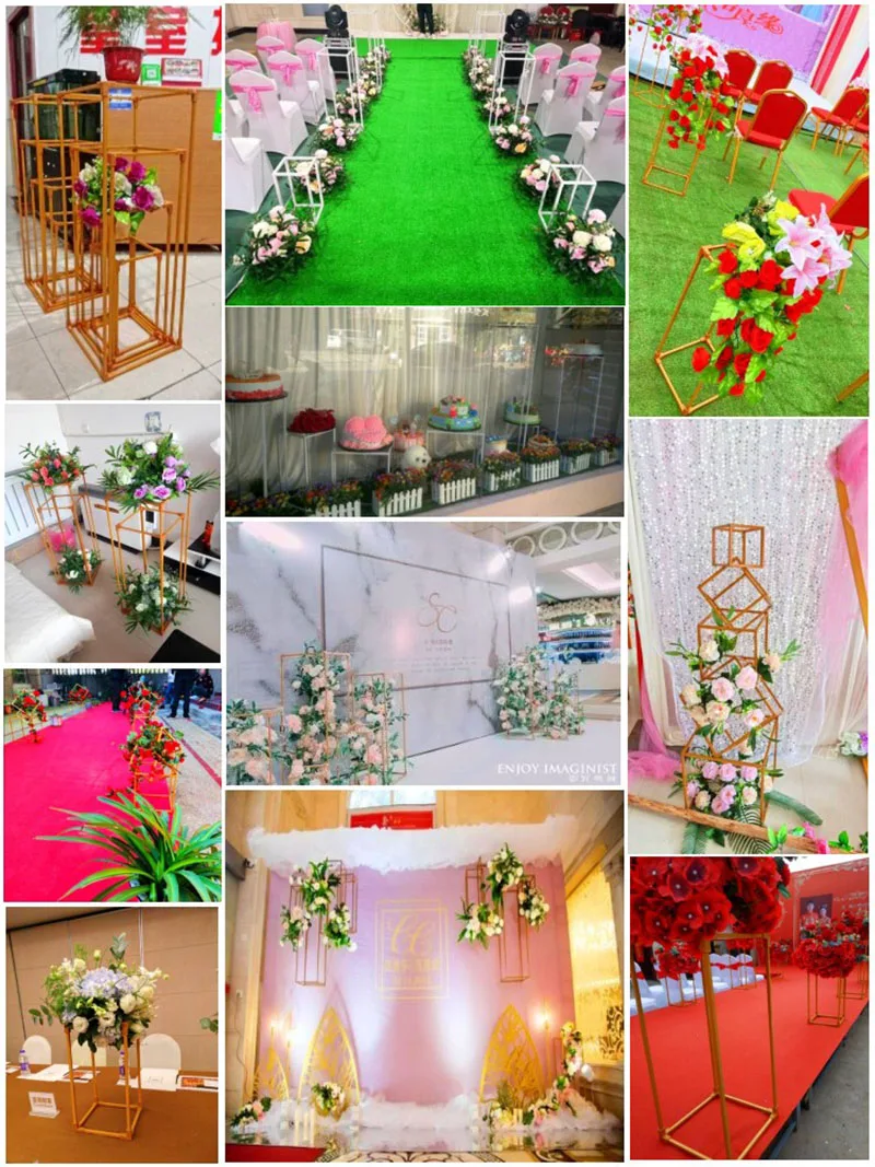 Flone Artificial New Wedding Road Lead Wedding T Stage Decoration Flower Arrangement Forest Series Red Hydrangea Rose Flower Row (53)