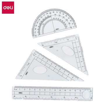 

Deli E9597 ruler set multifunctional combination ruler triangle ruler goniasmometer 4 pcs set