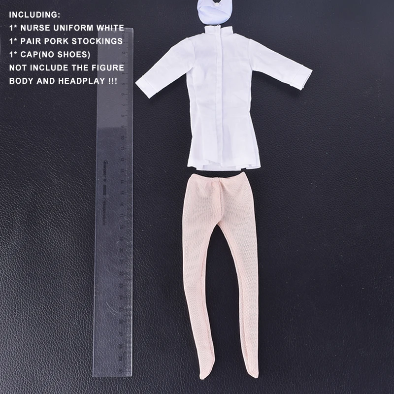

1/6 Scale figure Accessory Female White Nurse Sexy Uniform Suit Stocking Cap Set for 12 Inch Phicen Action Figure Doll Toys